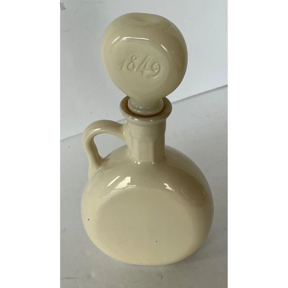 Vintage Monticello‎ Ceramic Decanter 1849 Stopper Cream Brown Small